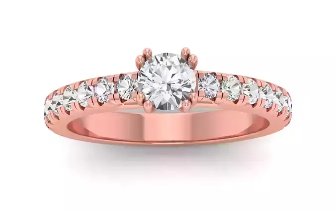 Women Engagement Round Stone Ring 3dm STL OBJ Renders Details 3D print model
