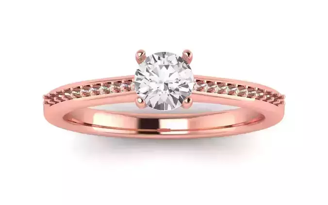 Women Engagement Round Stone Ring 3dm STL OBJ Renders Details 3D print model