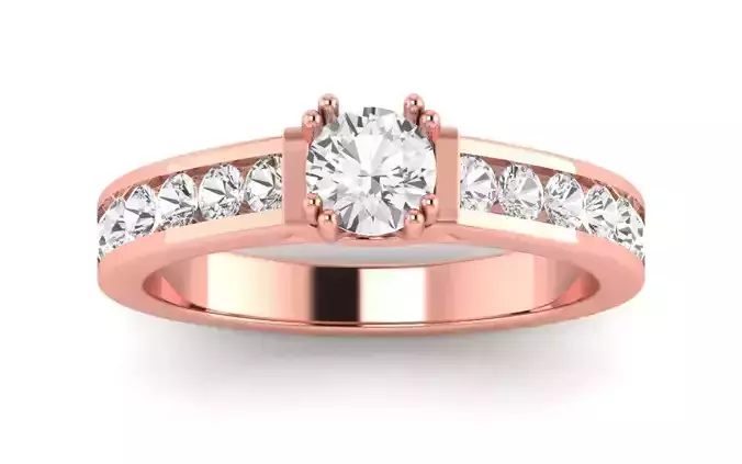 Women Engagement Round Stone Ring 3dm STL OBJ Renders Details 3D print model