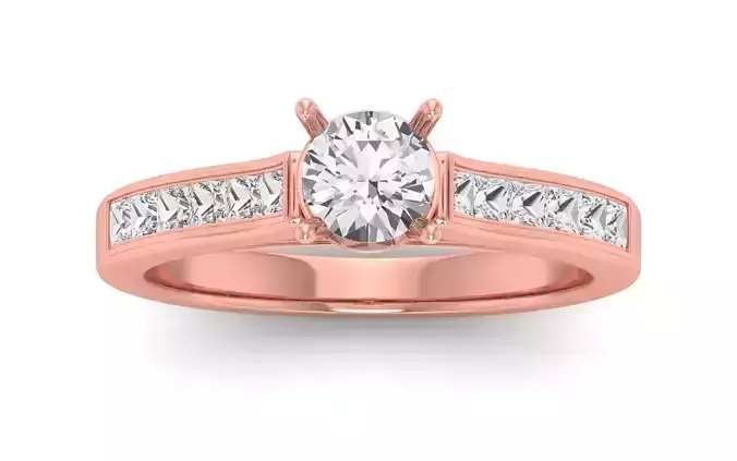 Women Engagement Round Stone Ring 3dm STL OBJ Renders Details 3D print model