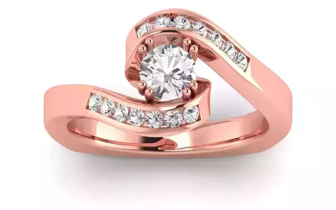 Solitaire Wedding Engagement Women Bypass Ring 3D print model