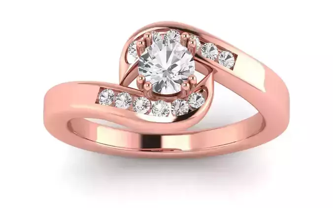 Solitaire Wedding Engagement Women Bypass Ring  3D print model