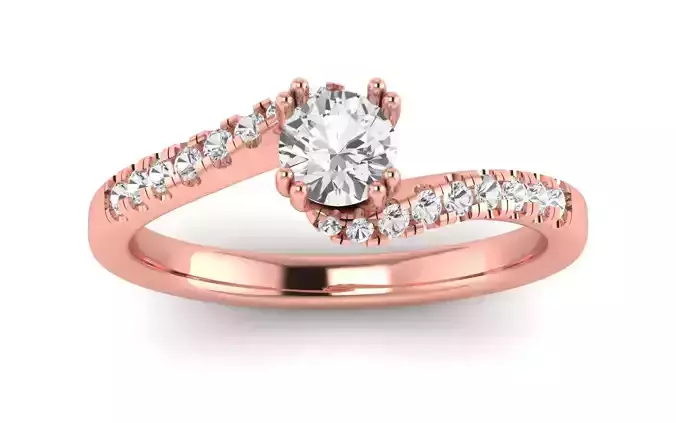 Solitaire Wedding Engagement Women Bypass Cross Band Ring 3D print model