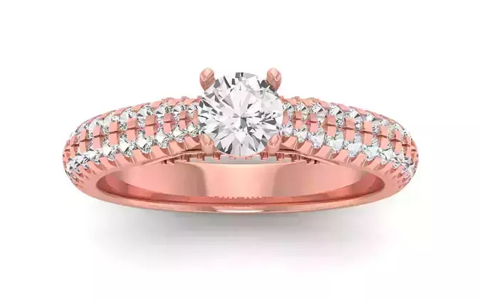 Women Engagement Round Stone Ring 3dm STL OBJ Renders Details 3D print model
