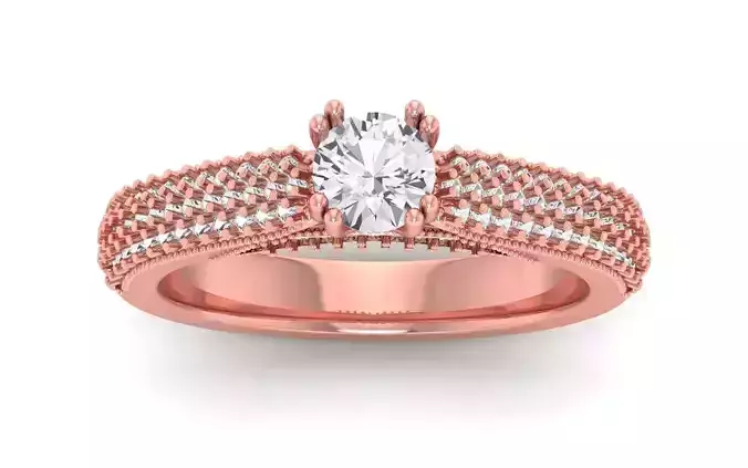 Women Engagement Round Stone Ring 3dm STL OBJ Renders Details