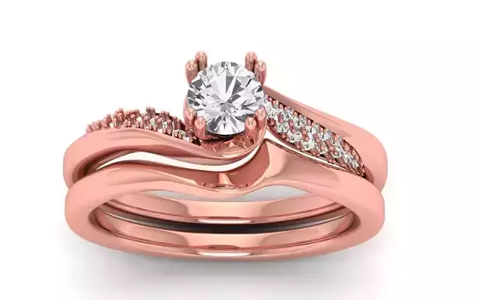  Solitaire Wedding Engagement Bypass Ring 3D print model
