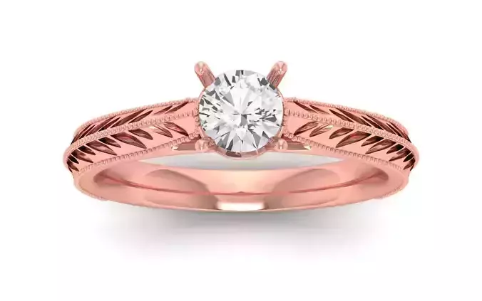 Women Engagement Round Stone Ring 3dm STL OBJ Renders Details