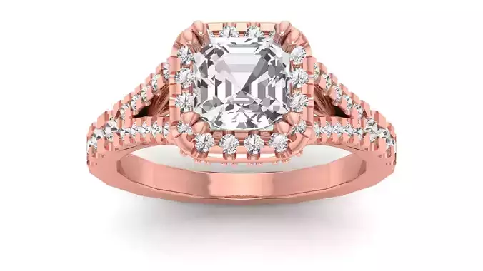 Solitaire Wedding Engagement Women  Split Shank Square Hole Ring