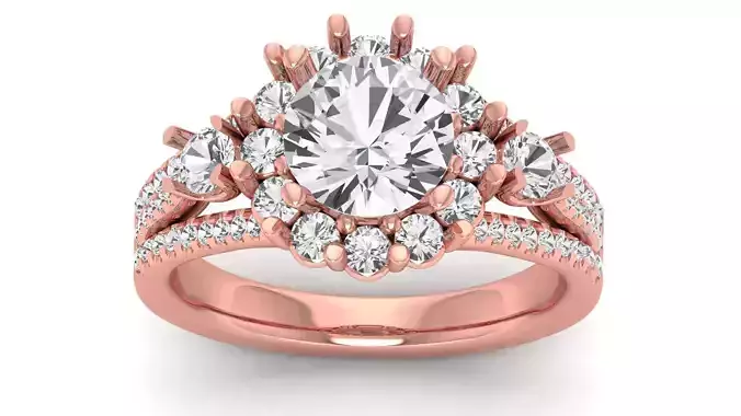 Wedding Engagement Women Ring Cluster Flower Double Band Ring