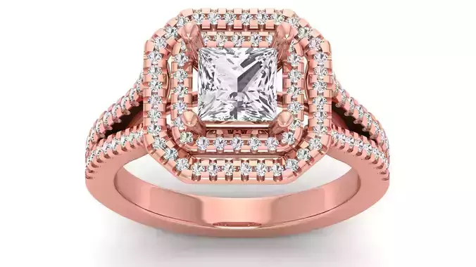 Double Halo Wedding Engagement Women Double Band Ring