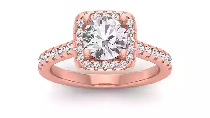 Halo Solitaire Wedding Engagement Women Square Hole Ring 3D print model