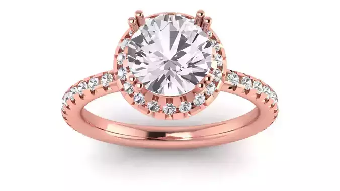 Solitaire Wedding Engagement Women Ring Round Halo Ring