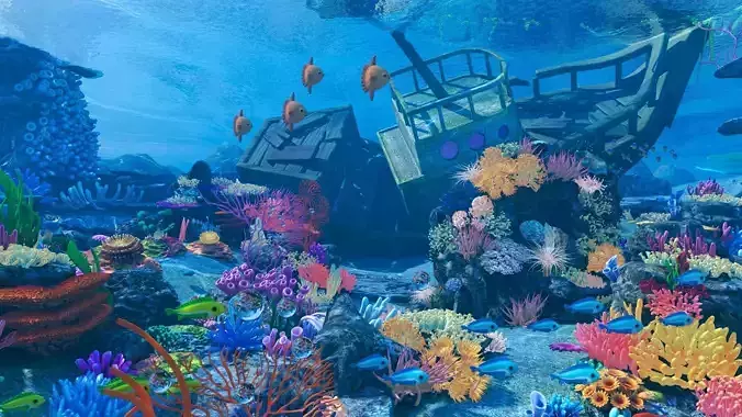 Cartoon Underwater Scene 3D model