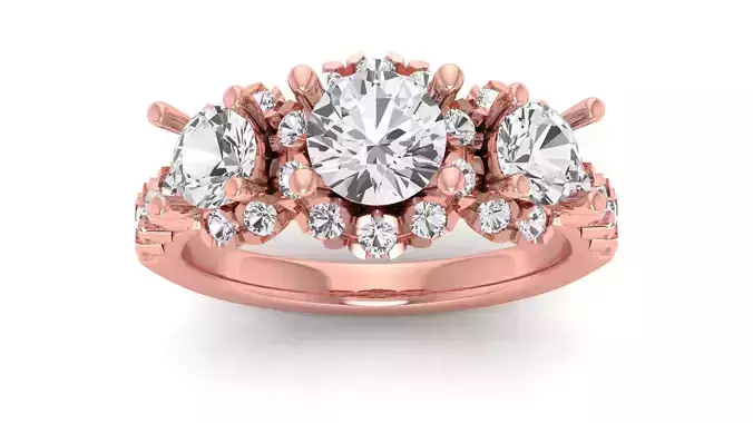 Three Stone Ring Solitaire Wedding Engagement Women Ring