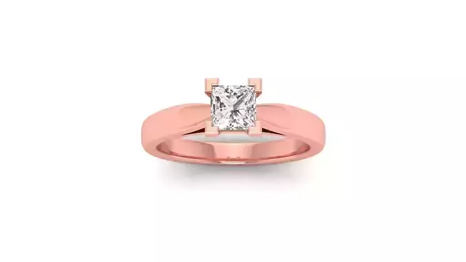 Solitaire Princess Diamond Ring  Wedding Engagement Women Ring 3D print model