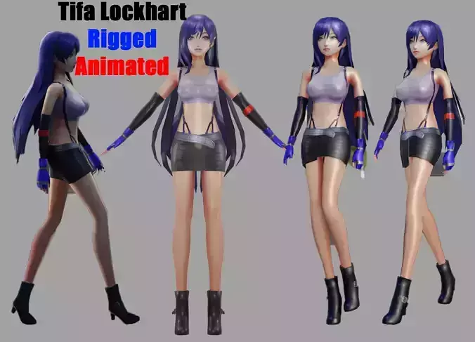 Tifa Lockhart Low-poly 3D model