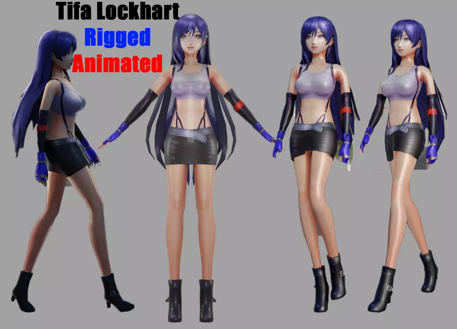 Tifa Lockhart Low-poly 3D model