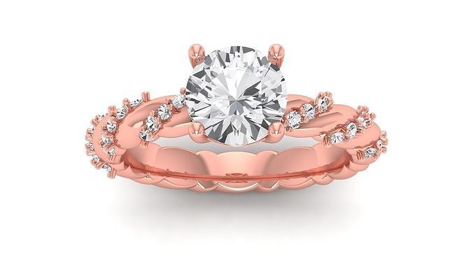 Solitaire Wedding Engagement Women Ring Rope Band Ring 3D print model