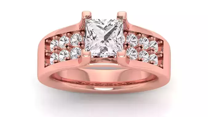 Women Engagement Princess Stone Ring 3dm STL OBJ Renders Details