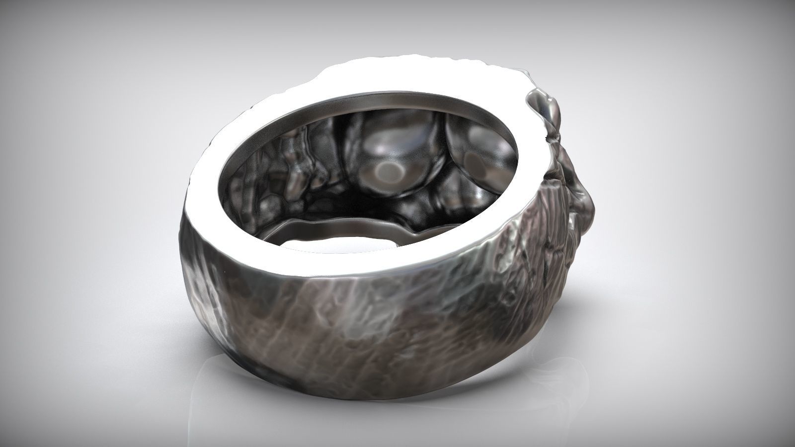 Half Skull Head Bones Ring 3D print model_6