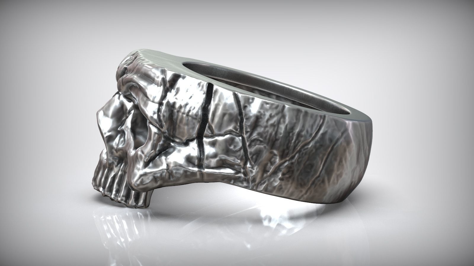 Half Skull Head Bones Ring 3D print model_2