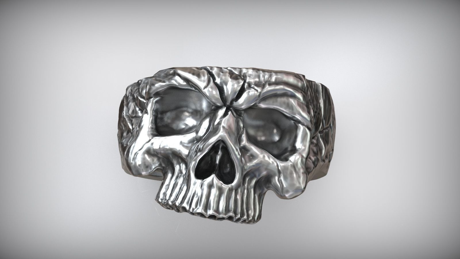 Half Skull Head Bones Ring 3D print model_4