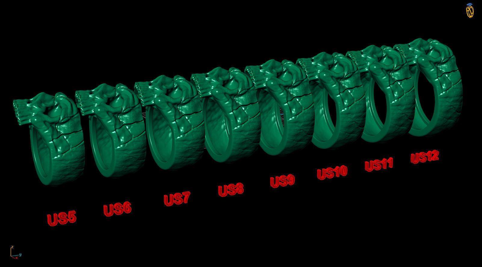 Half Skull Head Bones Ring 3D print model_8
