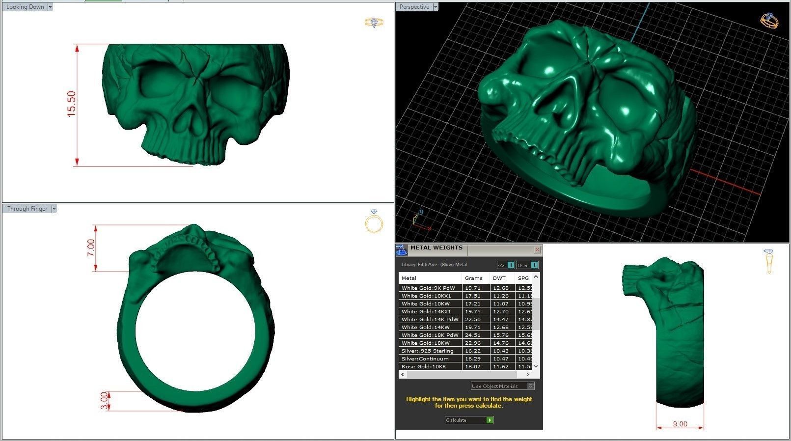 Half Skull Head Bones Ring 3D print model_7