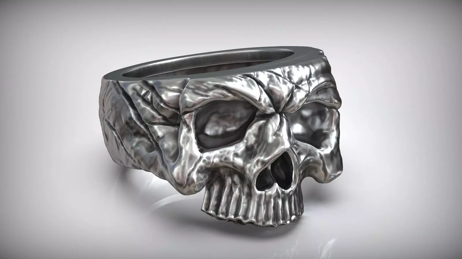 Half Skull Head Bones Ring 3D print model_0