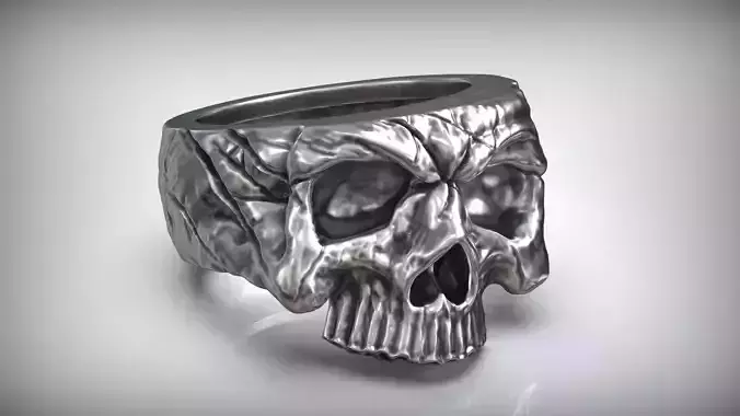 Half Skull Head Bones Ring