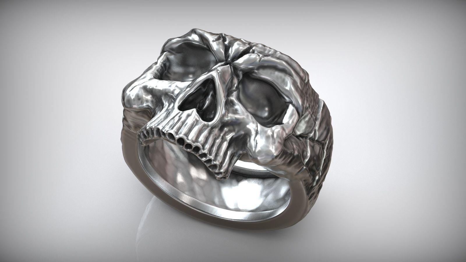 Half Skull Head Bones Ring 3D print model_1