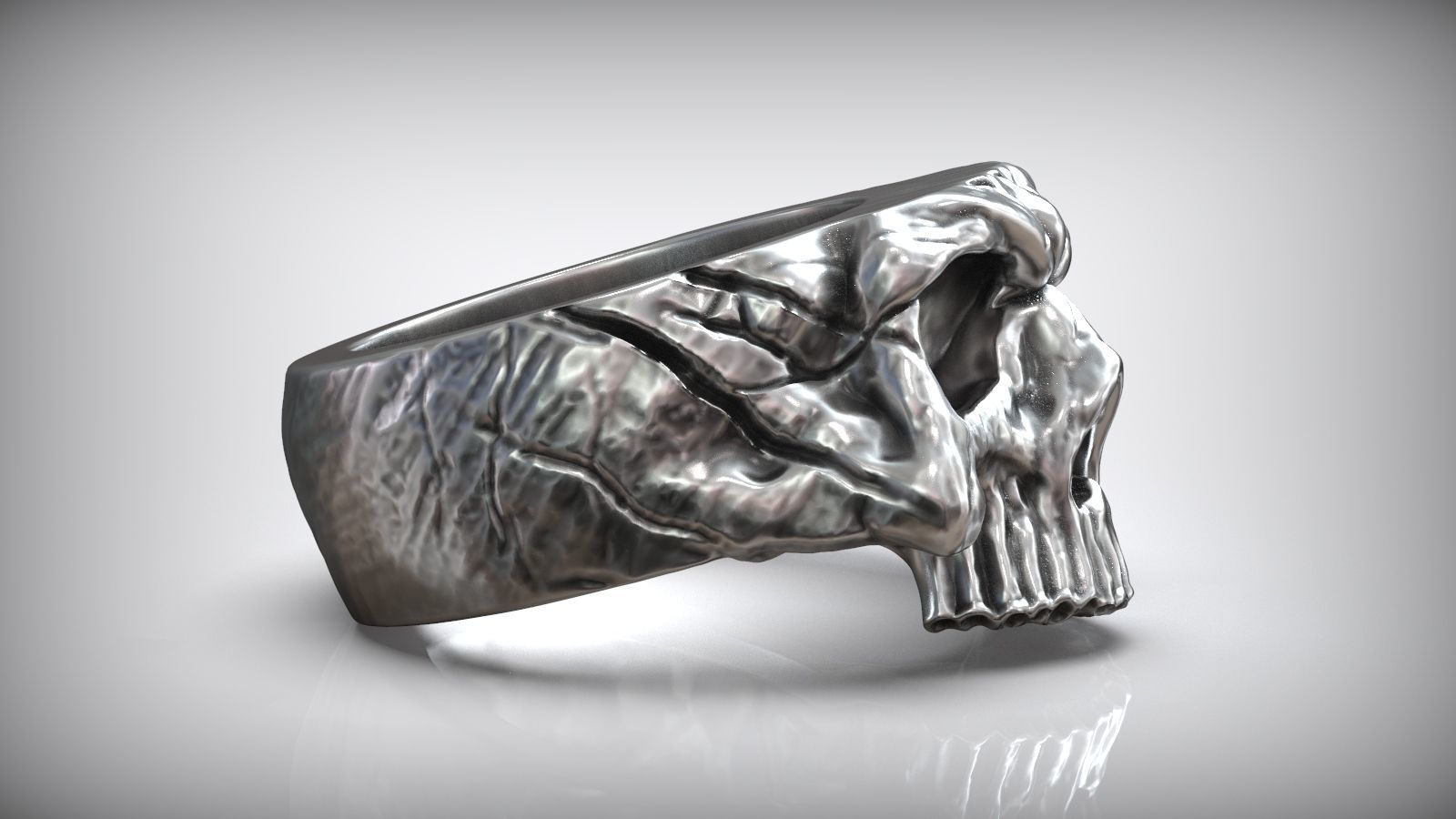Half Skull Head Bones Ring 3D print model_3