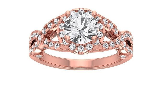 Solitaire Wedding Engagement Women Twisted Ring Designer Ring 3D print model