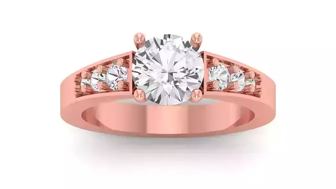 Women Engagement Round Stone Ring 3dm STL OBJ Renders Details