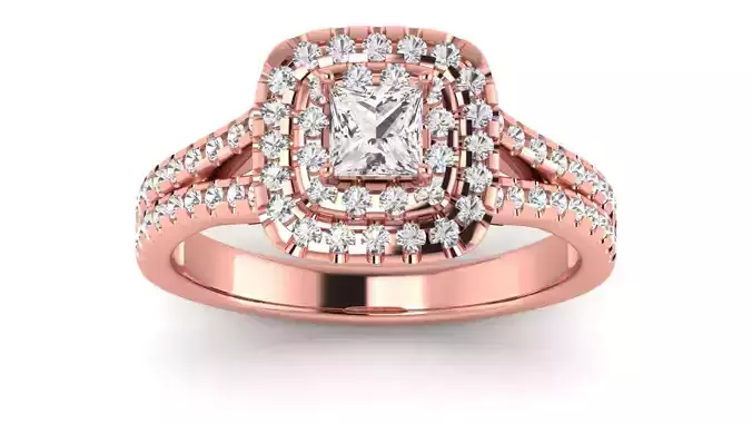 Solitaire Wedding Engagement Women Ring Emerald Double Band Ring