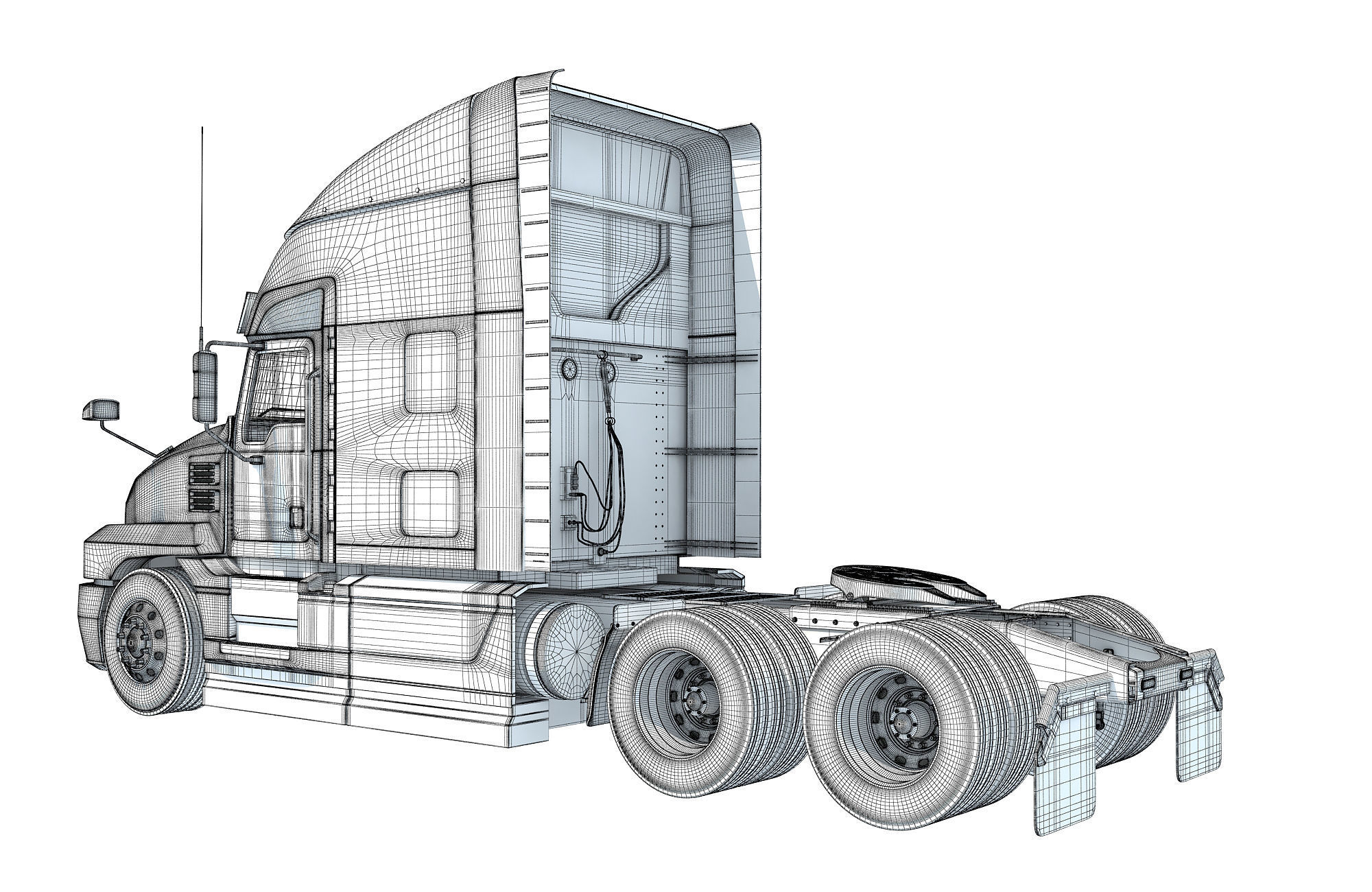 Sleeper Cab Tractor Truck 3D model_17