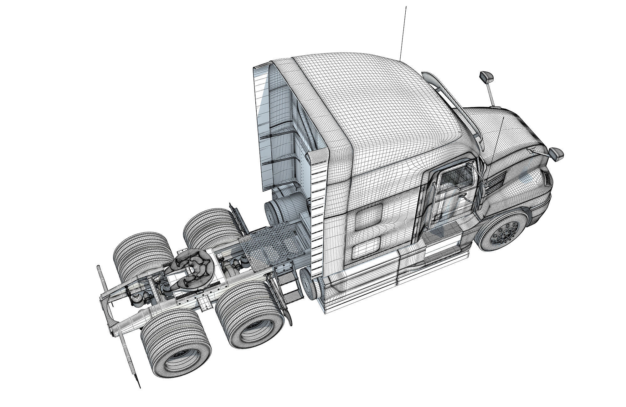 Sleeper Cab Tractor Truck 3D model_18