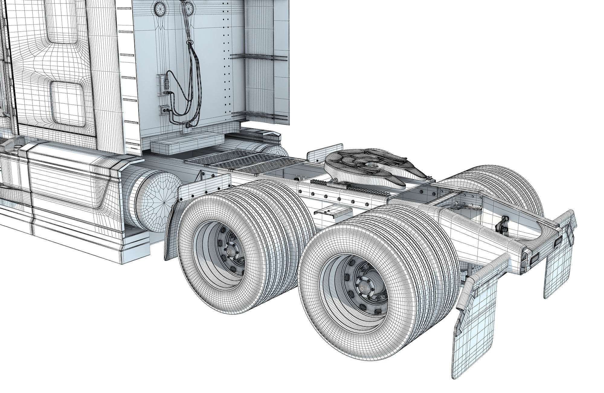 Sleeper Cab Tractor Truck 3D model_20