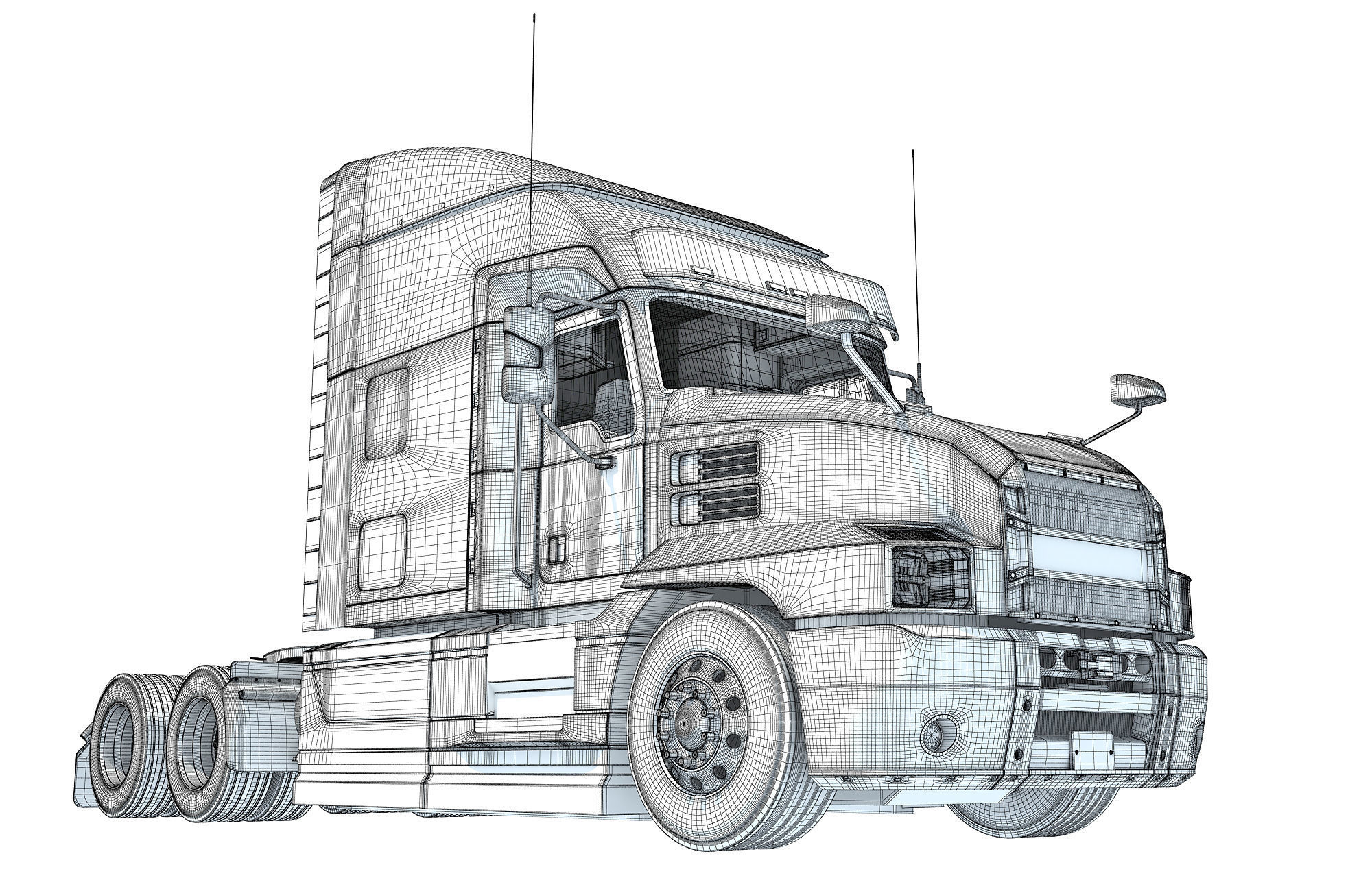 Sleeper Cab Tractor Truck 3D model_19