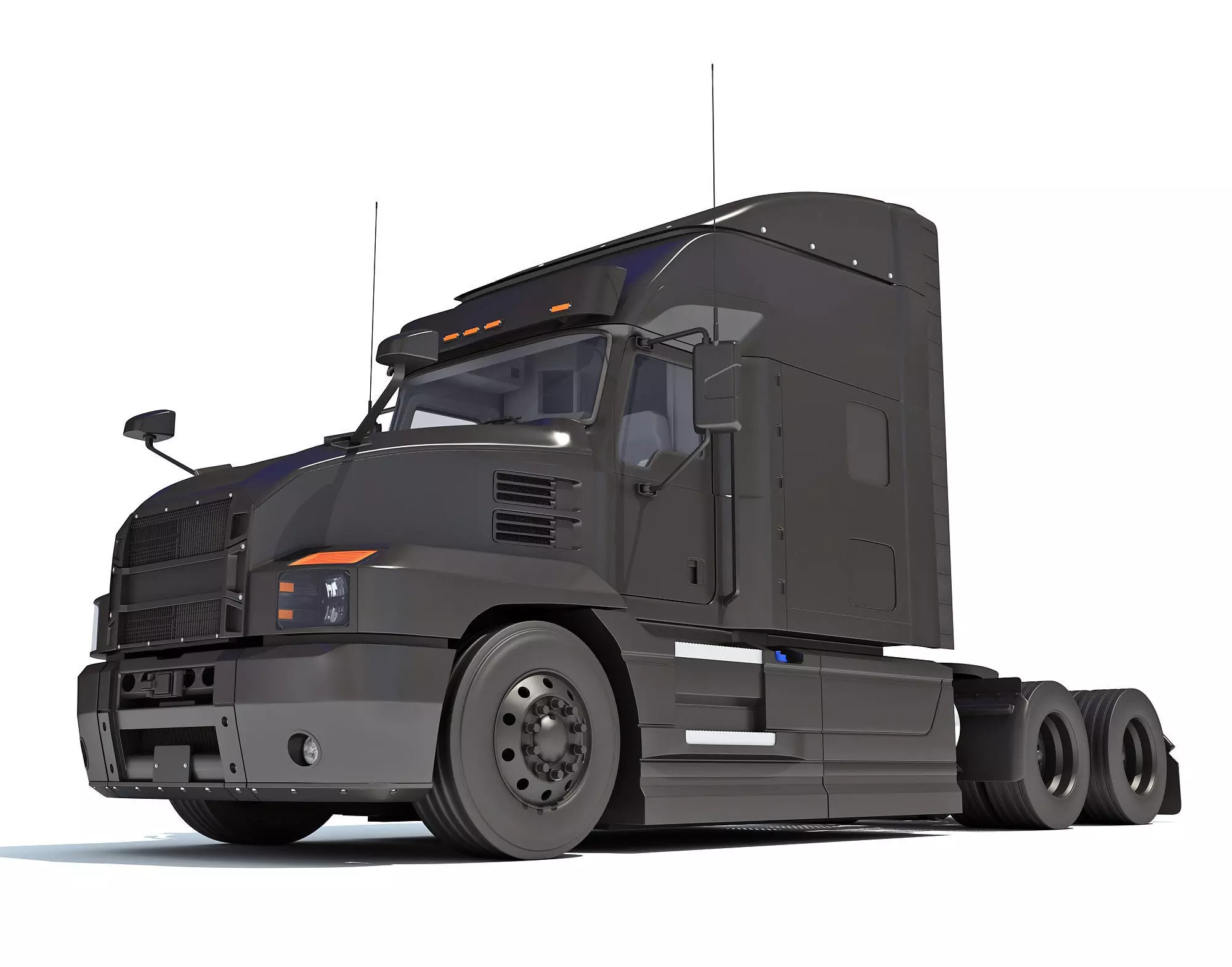 Sleeper Cab Tractor Truck 3D model_0