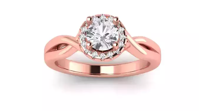 Solitaire Wedding Engagement Women Ring Twisted Round Halo Ring