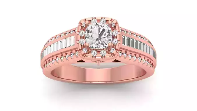 Solitaire Wedding Engagement Women Ring Baguette Ring