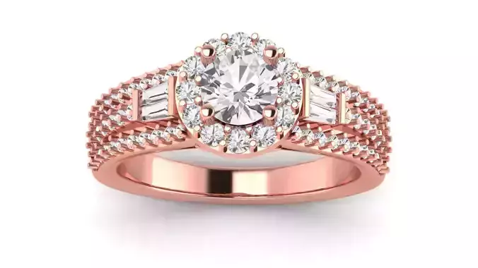 Solitaire Wedding Engagement Women Three Band Thick Ring