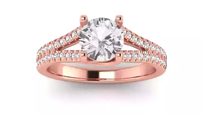 Solitaire Wedding Engagement Women  Split Shank Double Band Ring