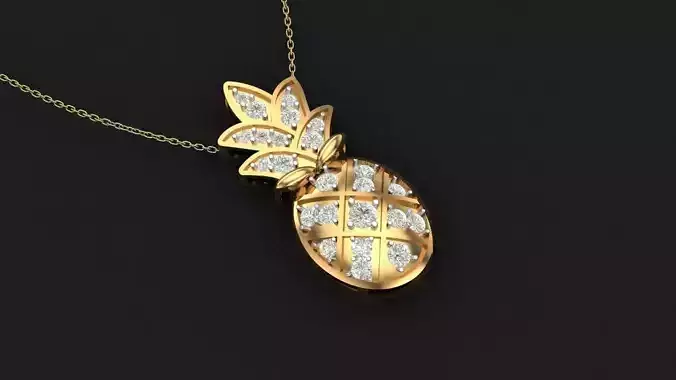 Pineapple Gold Necklace 30mm- Beautiful Tropical Jewelry 