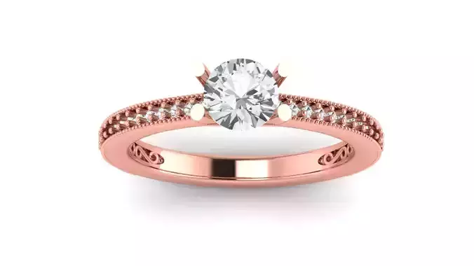 Women Engagement Round Stone Ring 3dm STL OBJ Renders Details