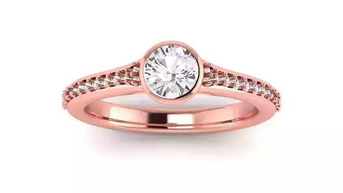 Women Engagement Round Stone Ring 3dm STL OBJ Renders Details