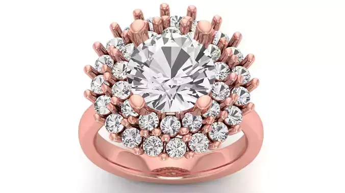Solitaire Wedding Engagement Women Ring Cluster Ring