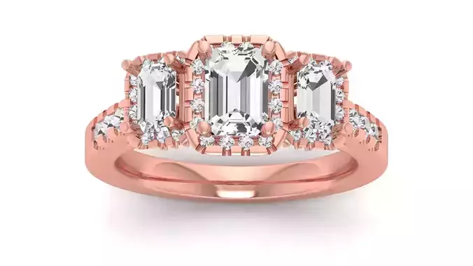 Three Stone Emerald Ring Solitaire Wedding Engagement Women Ring