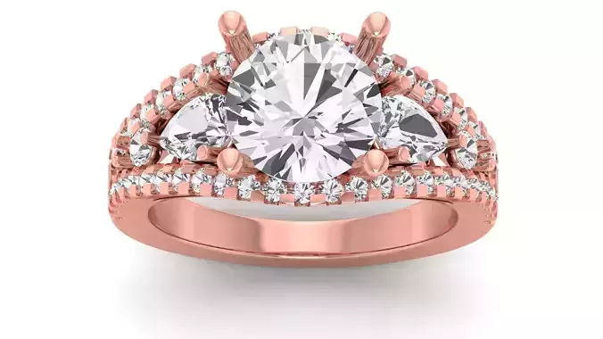 Solitaire Wedding Engagement Women Ring Cluster Double Band Ring